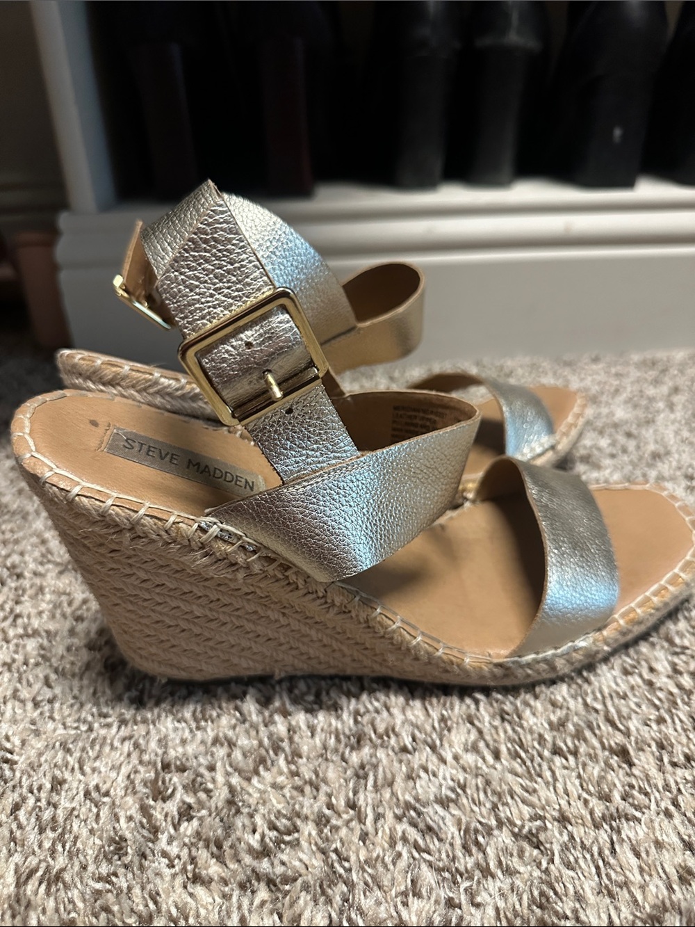 Steve Madden Gold Espadrille Wedge Sandals